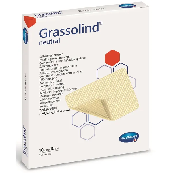 Comprese si pansamente - COMPRESE GRASSOLIND 10/10CM * 10 BUC 499314, farmacom.ro