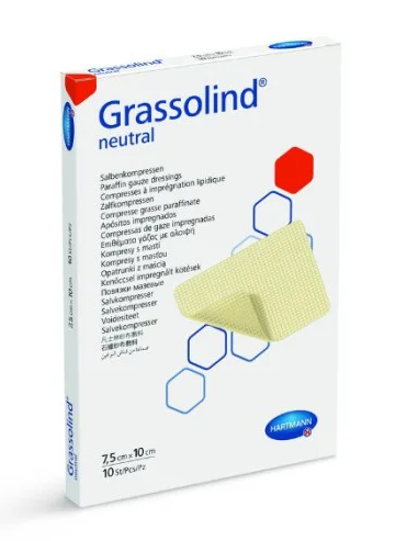 Produse tehnico-medicale - COMPRESE GRASSOLIND 7,5/10CM * 10 BUC 499313, farmacom.ro