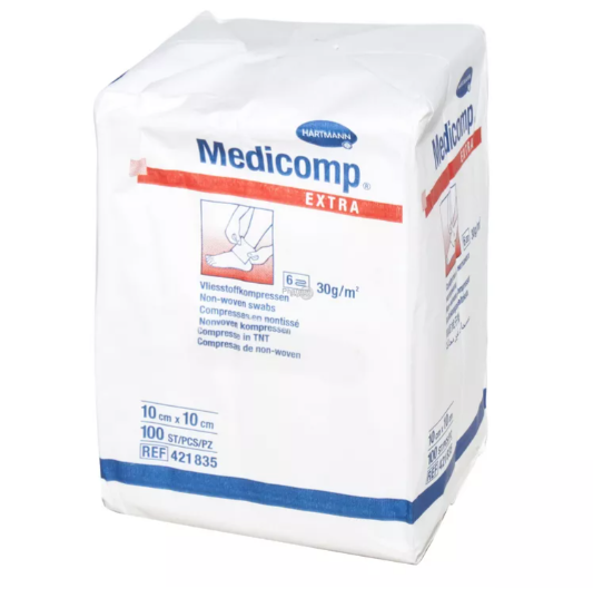 Produse tehnico-medicale - COMPRESE MEDICOMP EXTRA NESTERILE 10 * 10CM * 100 BUC 421835, farmacom.ro