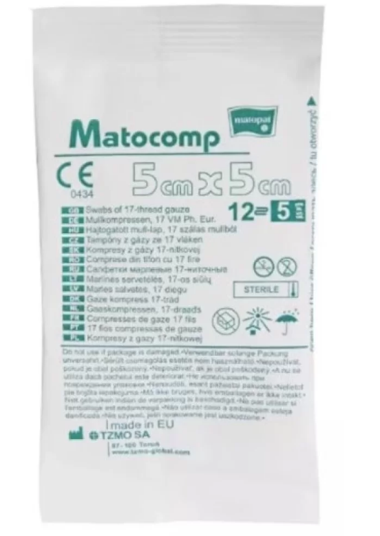 Comprese si pansamente - COMPRESE STERILE MATOCOMP 5X5 CM * 5 BUC, farmacom.ro.