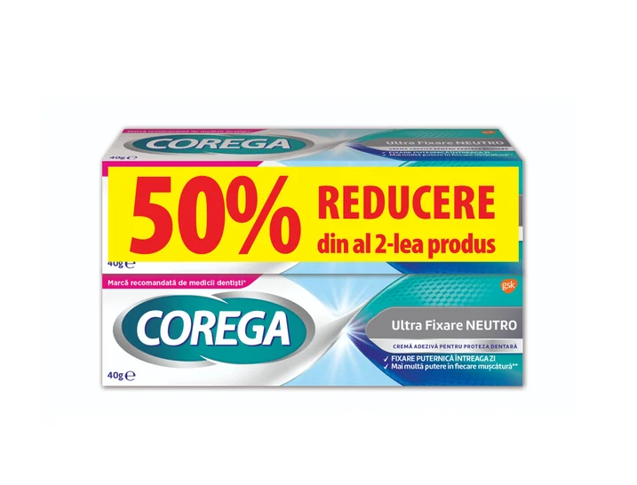 Igiena orala - COREGA PASTA ULTRA FIXARE NEUTRO * 40 G 1+1 REDUCERE 50% LA AL DOILEA PRODUS, farmacom.ro