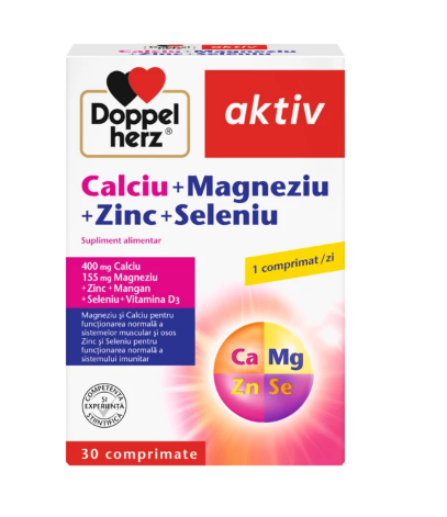 Vitamine si minerale - DOPPELHERZ AKTIV CALCIU MAGNEZIU ZINC SELENIU, 30 COMPRIMATE, farmacom.ro