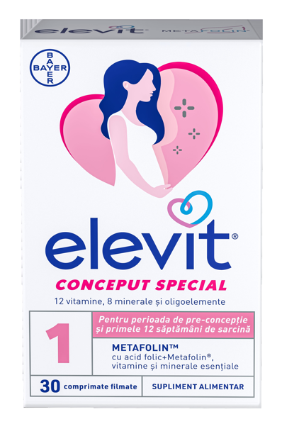 Suplimente sarcina - Elevit 1, 30 comprimate, Bayer, farmacom.ro