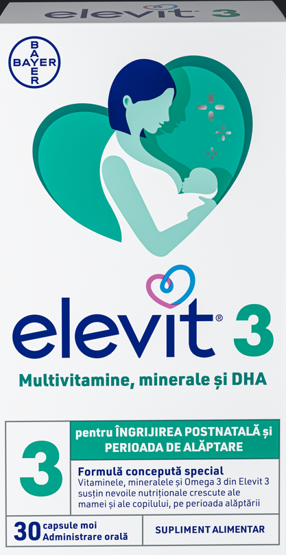 Suplimente sarcina - Elevit 3, 30 comprimate, Bayer, farmacom.ro