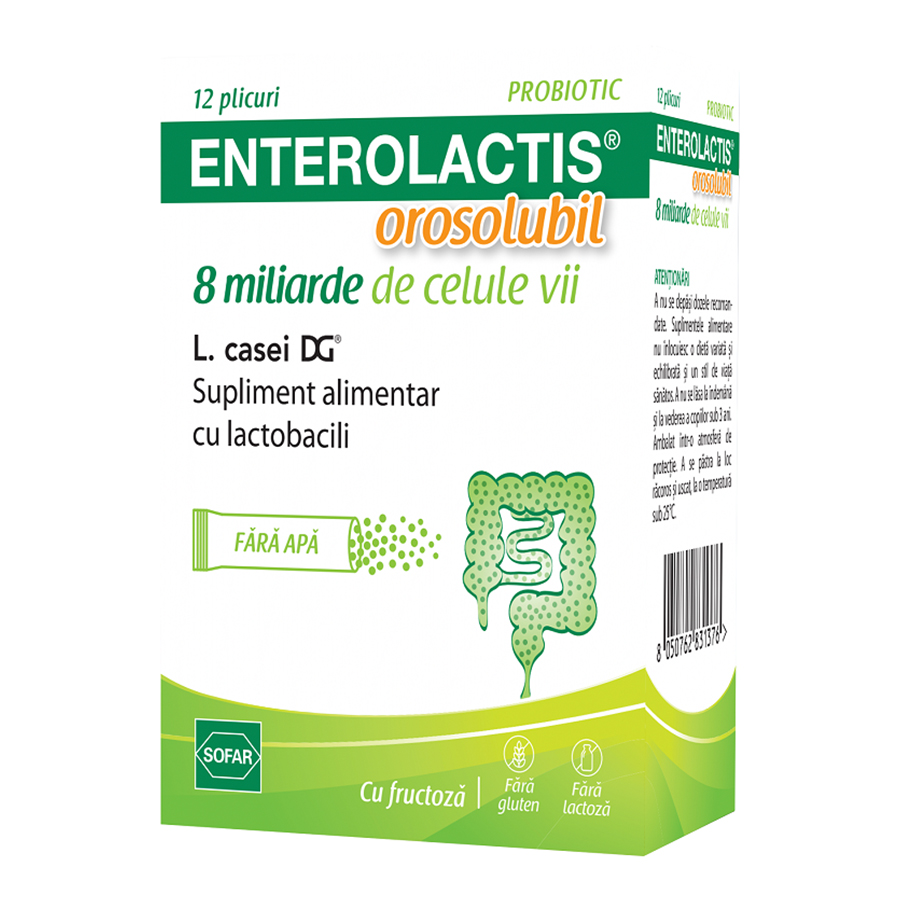 Probiotice, prebiotice - ENTEROLACTIS OROSOLUBIL * 12 PLIC, farmacom.ro
