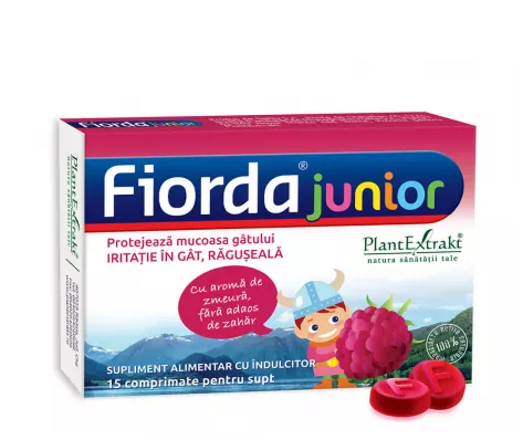 Vitamine si suplimente alimentare pentru copii - Fiorda Junior cu aroma de zmeura, 15 comprimate, farmacom.ro