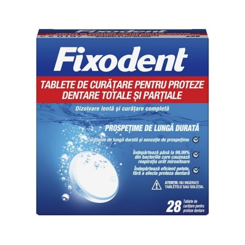 Igiena orala - FIXODENT TABLETE PENTRU CURATARE * 28 TABLETE, farmacom.ro