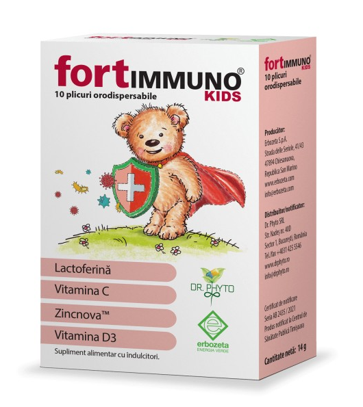 Imunitate - FortImmuno Kids, 10 plicuri pentru copii, farmacom.ro