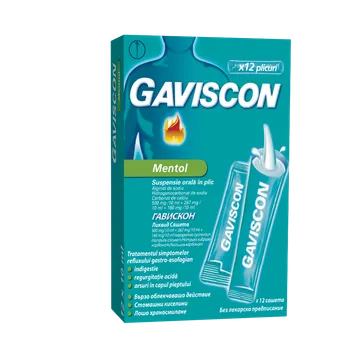 Medicamente fara reteta (OTC) - GAVISCON MENTOL 12 PLIC * 10 ML SUSP ORALA RECKITT, farmacom.ro