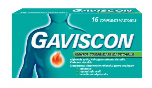 Medicamente fara reteta (OTC) - GAVISCON MENTOL * 16 COMPRIMATE MASTICABILE RECKIT, farmacom.ro