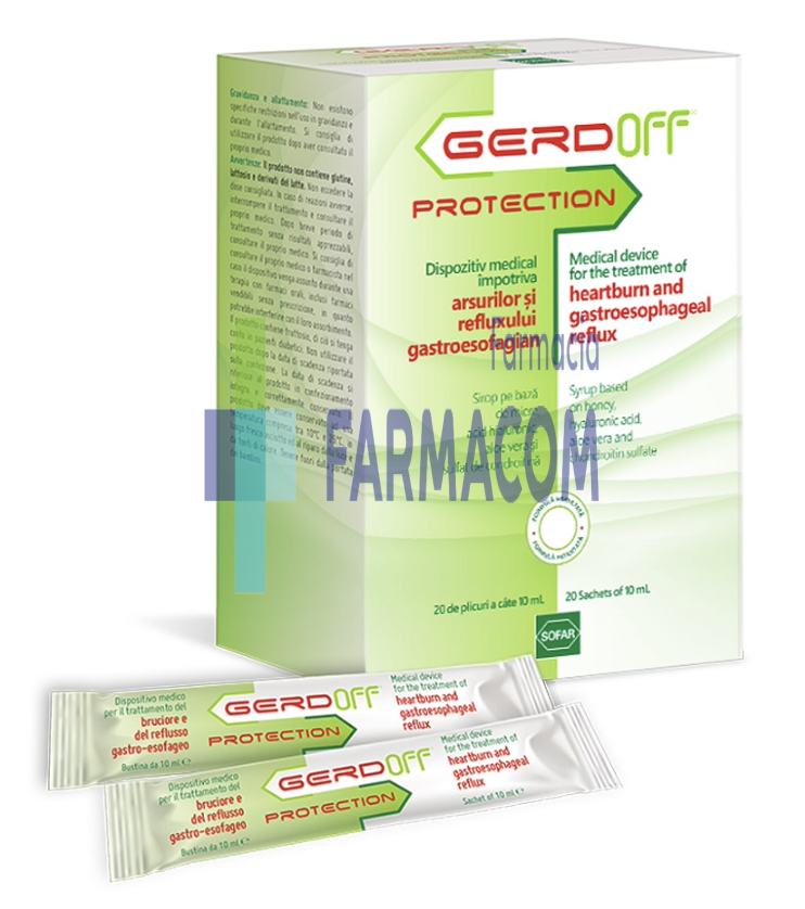 Suplimente alimentare - GERDOFF PROTECTION SOL ORALA * 20 PLIC/10ML, farmacom.ro
