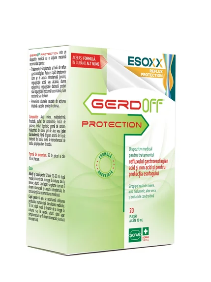 Tulburari digestive, hepatice si biliare - GERDOFF PROTECTION SOLUTIE ORALA * 20 PLICURI/10ML ESOXX, farmacom.ro
