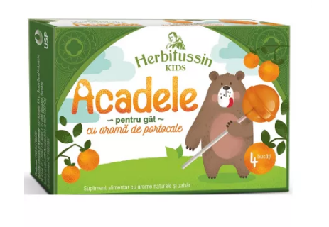 Vitamine si suplimente - HERBITUSSIN KIDS ACADELE PORTOCALE * 4 BUC, farmacom.ro