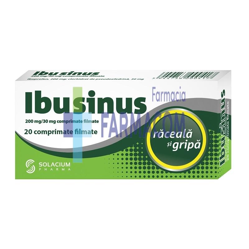 Medicamente fara reteta (OTC) - IBUSINUS RACEALA SI GRIPA 200MG/30MG * 20 CPR FILM, farmacom.ro