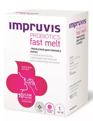 Vitamine si suplimente - Impruvis Fast Melt probiotic, 10 plicuri, Bifodan, farmacom.ro