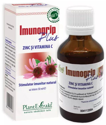 Vitamine si suplimente - Imunogrip Plus Zinc si Vitamina C, 50 ml, Plant Extrakt, farmacom.ro