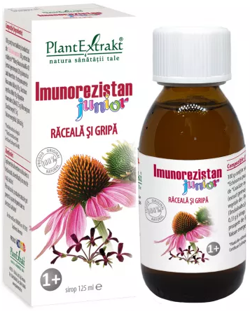 Vitamine si suplimente alimentare pentru copii - Imunorezistan Junior raceala si gripa, 125 ml, Plant Extrakt, farmacom.ro