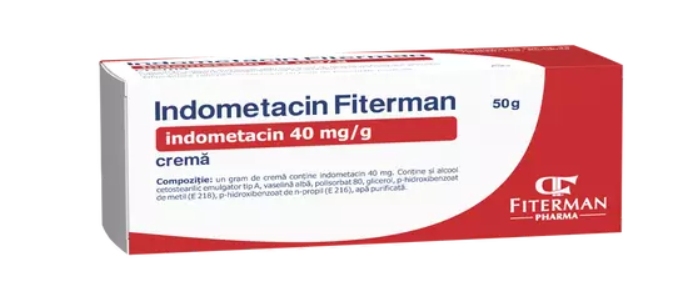 Medicamente fara reteta (OTC) - Indometacin crema , 40 mg/g, 50 g, Fiterman, farmacom.ro