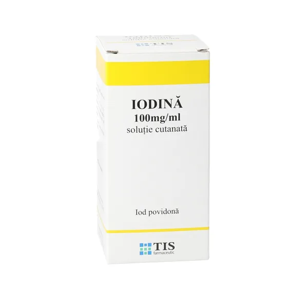 Medicamente fara reteta (OTC) - Iodina solutie cutanata, 10%, 100 ml, Tis, farmacom.ro