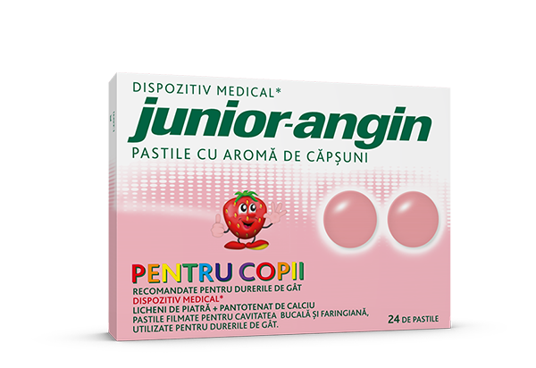Vitamine si suplimente alimentare pentru copii - JUNIOR ANGIN DE CAPSUNI * 24 PASTILE, farmacom.ro