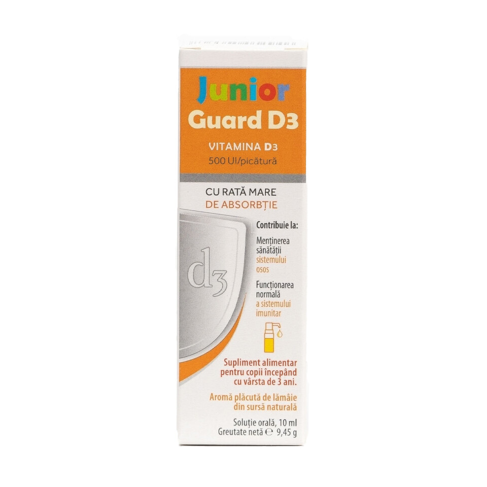 Vitamine si suplimente alimentare pentru copii - JUNIOR GUARD D3 500 UI * 10 ML, farmacom.ro