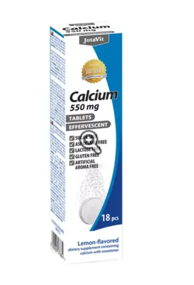Suplimente, Produse naturiste, Vitamine si Minerale - JUTAVIT CALCIU 550 MG * 18 TB EFF CU GUST DE LAMAIE, farmacom.ro