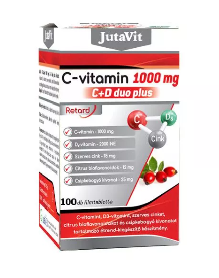 Suplimente alimentare - JUTAVIT VITAMINA C 1000 MG C+D DUO PLUS * 100 TABLETE, farmacom.ro