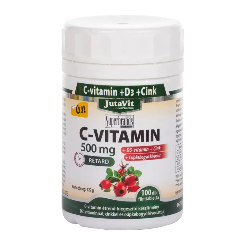 Vitamine si suplimente pentru imunitate - JUTAVIT VITAMINA C 500 MG + VITAMINA D3 + ZINC + EXTRACT DE MACESE * 100 TABLETE, farmacom.ro