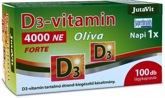 Afectiuni musculare si osoase - JUTAVIT VITAMINA D3 4000 NE ULEI DE MASLINE * 100 CAPSULE, farmacom.ro