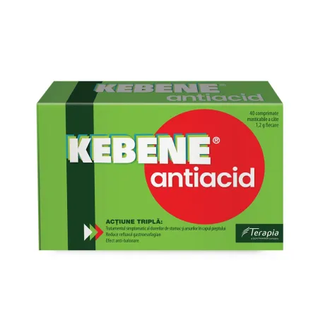 Tulburari digestive, hepatice si biliare - KEBENE ANTIACID * 40 COMPRIMATE MASTICABILE, farmacom.ro