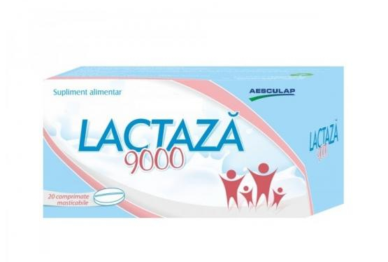 Tulburari digestive, hepatice si biliare - LACTAZA 9000 * 20 COMPRIMATE MASTICABILE, farmacom.ro