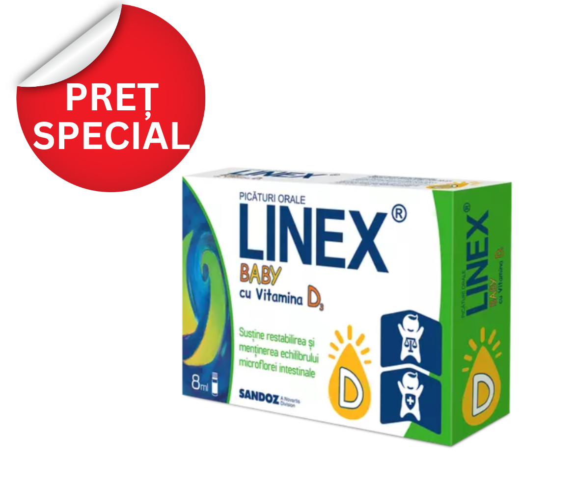 Vitamine si suplimente - LINEX BABY CU VITAMINA D3 PICATURI * 8 ML, farmacom.ro