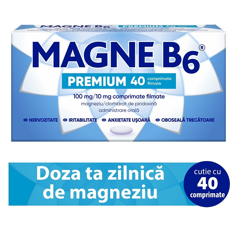 Medicamente fara reteta (OTC) - MAGNE B6 PREMIUM 100 MG/10 MG * 40 CPR FILM OPELLA, farmacom.ro