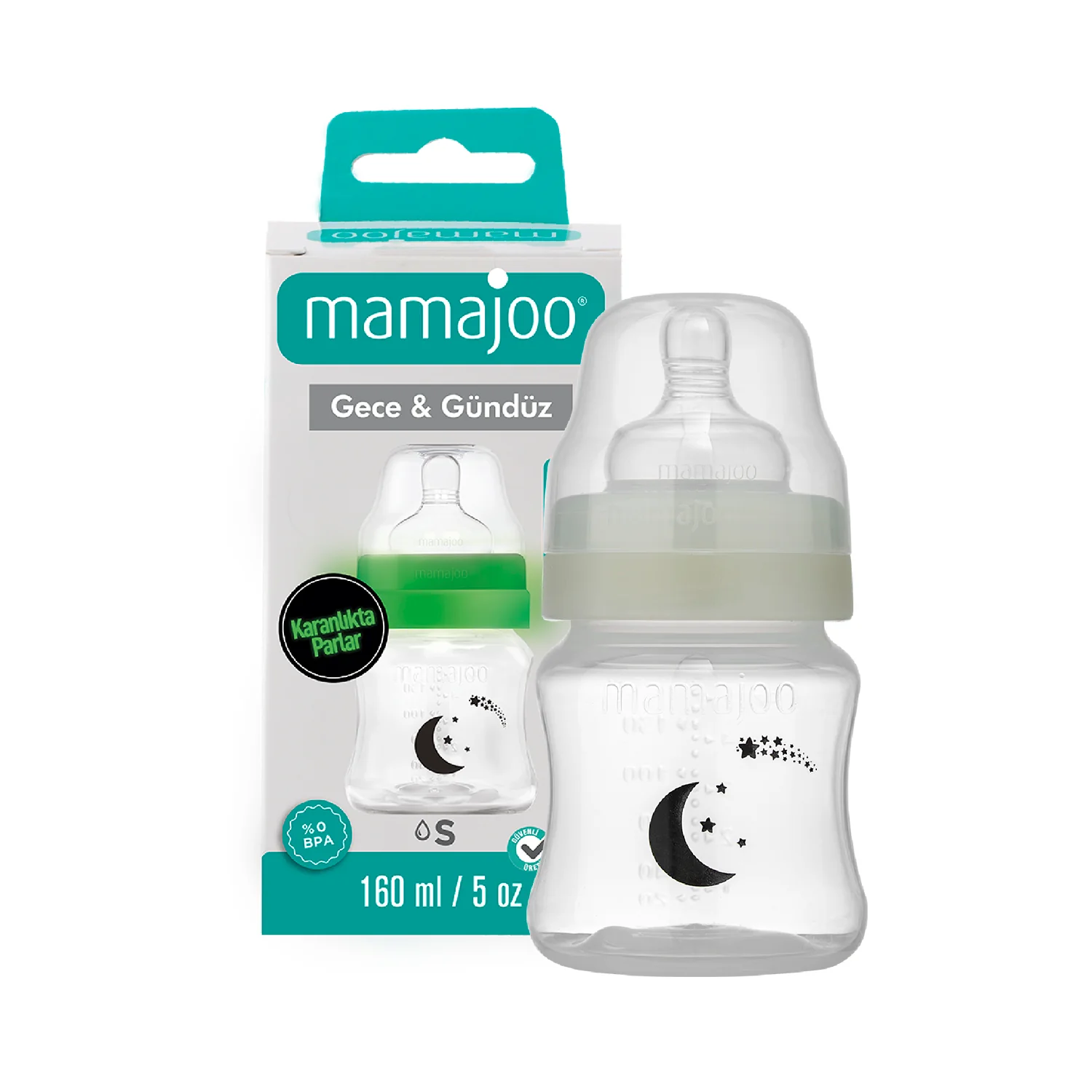 Articole ingrijire bebe - MAMAJOO BIBERON NIGHT&DAY+TETINA ANTI-COLICI NR.1/S * 160 ML MMJ4951, farmacom.ro