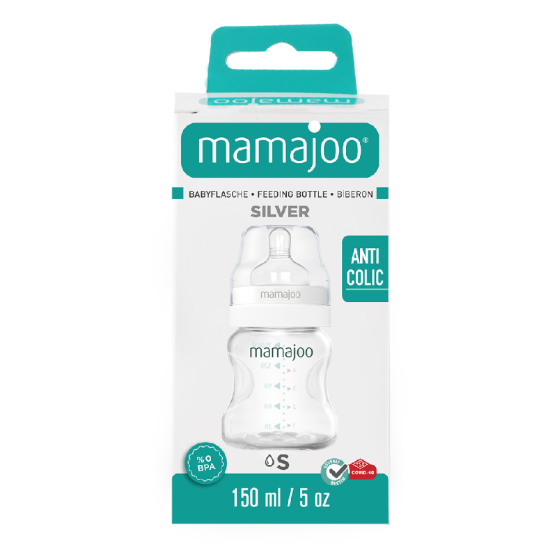 Articole ingrijire bebe - MAMAJOO BIBERON SILVER+TETINA NR.1/S * 150 ML MMJ1035, farmacom.ro