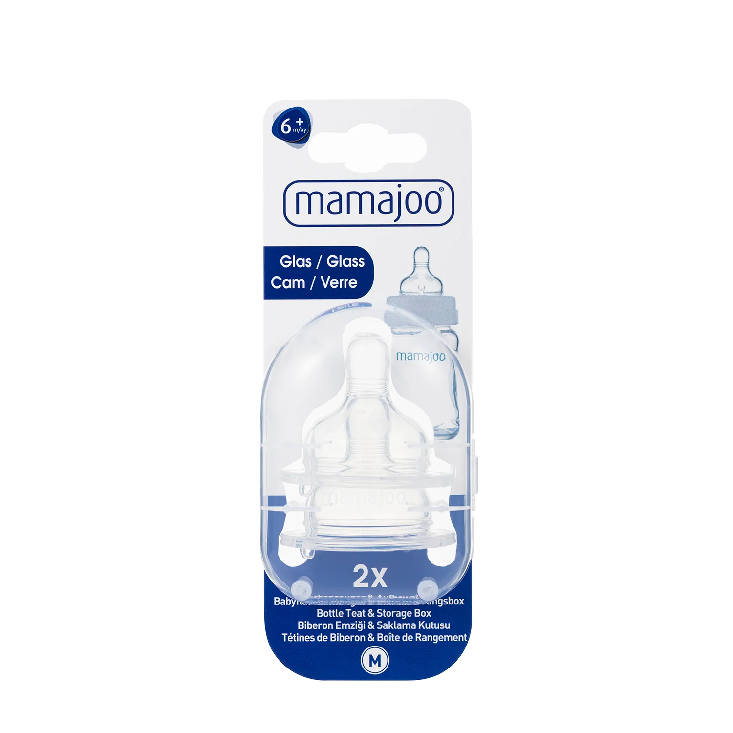 Articole ingrijire bebe - MAMAJOO TETINA ANTICOLICI  FLUX MEDIU*2 BUC + CUTIE, 6+ MMJ1059, farmacom.ro