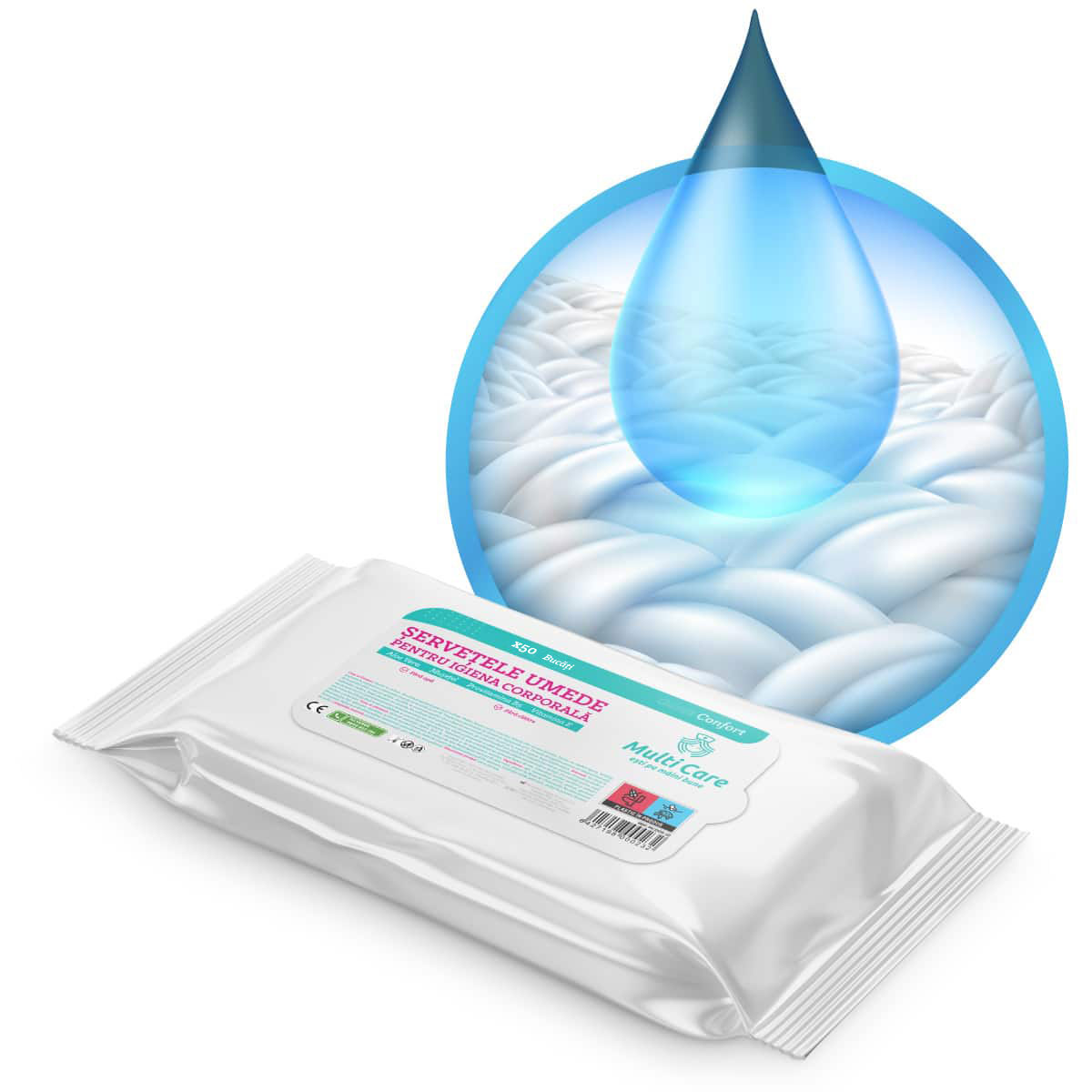 Aparatura si dispozitive medicale - MULTI CARE CONFORT SERVETELE UMEDE IGIENA CORPORALA * 50 BUC, farmacom.ro