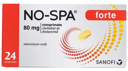 Medicamente fara reteta (OTC) - No-Spa forte, 80mg, 24 comprimate, Sanofi, farmacom.ro