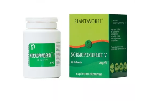 Vitamine si suplimente - Normoponderol V, 40 comprimate, Plantavorel, farmacom.ro