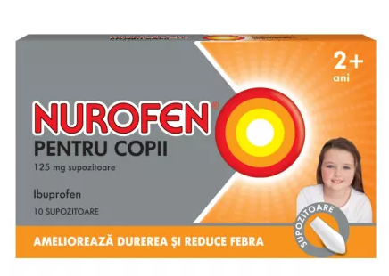 Medicamente fara reteta (OTC) - Nurofen Supozitoare pentru Copii 2-6 ani, 125 mg, 10 supozitoare, farmacom.ro