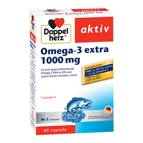 Afectiuni cardio-vasculare - OMEGA 3 EXTRA+ULEI DE SOMON * 60 CAPSULE, DOPPELHERZ, farmacom.ro