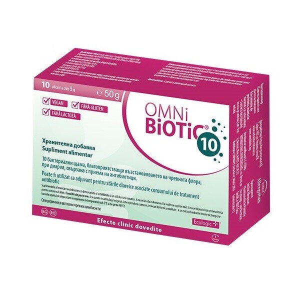 Prebiotice si Probiotice adulti si copii - OMNIBIOTIC 10 * 10 PLICURI/ 5G, farmacom.ro