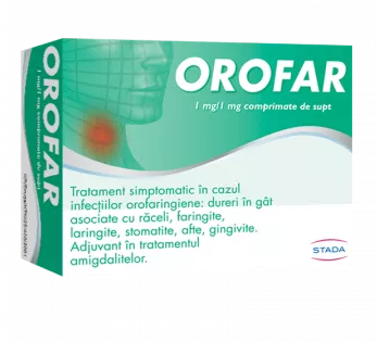 Medicamente fara reteta (OTC) - Orofar 1 mg/1 mg, 24 comprimate de supt, Stada, farmacom.ro