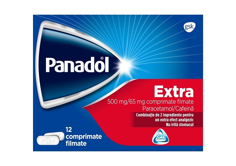 Medicamente fara reteta (OTC) - PANADOL EXTRA 500 MG/65 MG * 12 COMPRIMATE FILMATE, farmacom.ro