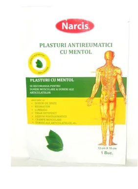 Aparatura si dispozitive medicale - PLASTURE ANTIREUMATIC MENTOL NARCIS 12CM/18CM * 1 BUC, farmacom.ro