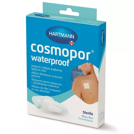 Plasturi - PLAST COSMOPOR WATERPROOF 10 X 8 CM * 5 BUC  901984, farmacom.ro
