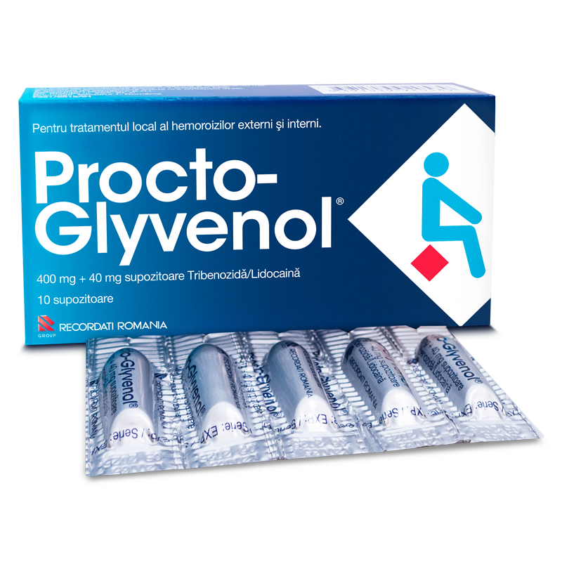 Medicamente fara reteta (OTC) - Procto-Glyvenol, 10 supozitoare, Recordati, farmacom.ro