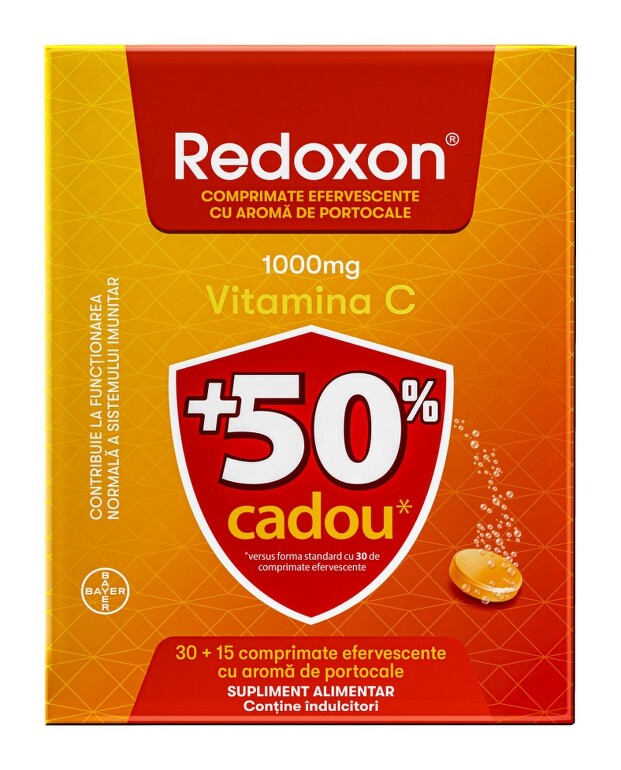 Vitamine si suplimente - REDOXON VITAMINA C 1000 MG PORTOCALE* 45 CPR EFF 1+50% CADOU, farmacom.ro