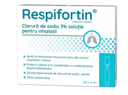 Vitamine si suplimente - Respifortin clorura de sodiu 3% solutie pentru inhalatii, 20 fiole x 4 ml, Zdrovit, farmacom.ro