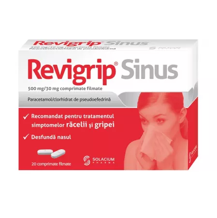 Medicamente OTC - fara reteta - REVIGRIP SINUS 500MG/30MG * 20 COMPRIMATE .FILMATE, farmacom.ro